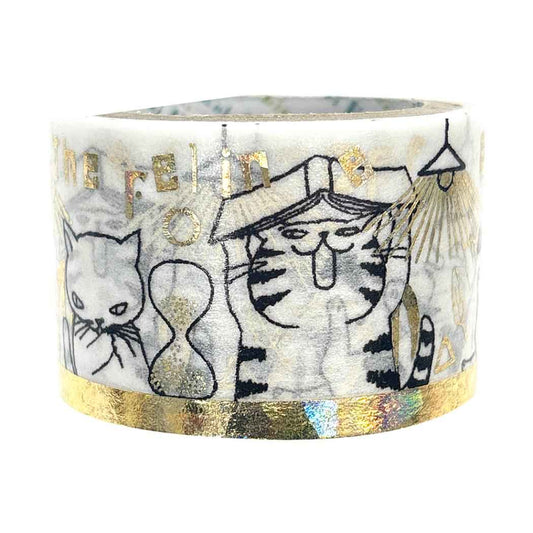 Shinzi Katoh マステ きらぴかマスキングテープ 27mm 宮沢賢治幻燈館 猫の事務所2 シール堂印刷 箔押しマスキングテープ デコレーション 手帳デコ グッズ シネマコレクション