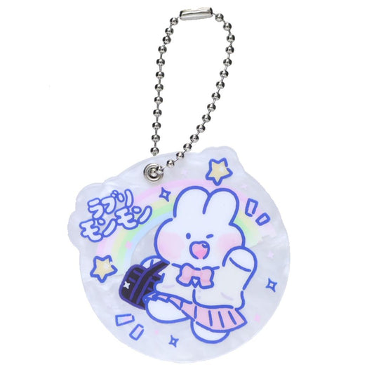 ラブリーモンモン 手鏡 アクリルミラーキーチェーン JK funbox キーホルダー 化粧直し スライド式 キャラクター グッズ メール便可 シネマコレクション