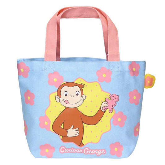 おさるのジョージ ランチバッグ カラーマチ付バッグ フラワー スモールプラネット マチ付き お弁当かばん 絵本キャラクター グッズ メール便可 シネマコレクション