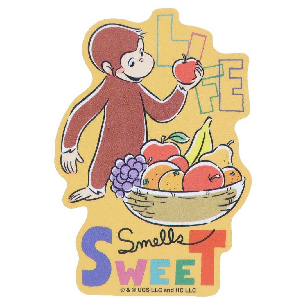 おさるのジョージ ダイカットシール キャラクターステッカー フルーツ スモールプラネット ダイカットビニールステッカー 耐水性 絵本キャラクター グッズ メール便可 シネマコレクション