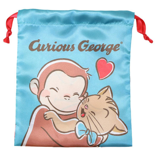 おさるのジョージ 巾着袋 リボン巾着 フレンズ ハート Curious George スモールプラネット ギフト コスメポーチ かわいい 絵本キャラクター グッズ メール便可 シネマコレクション