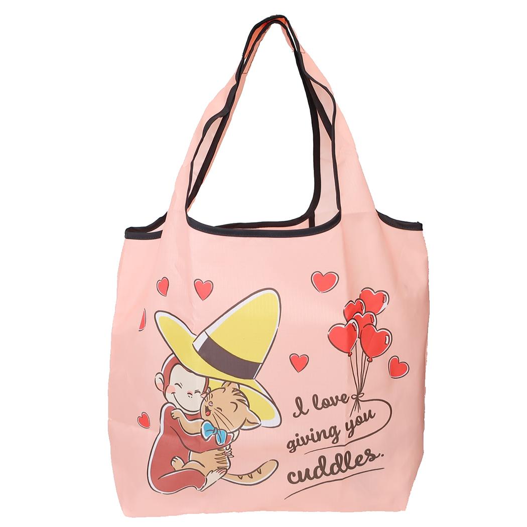 おさるのジョージ エコバッグ くるくるショッピングバッグ フレンズ ハート スモールプラネット コンパクト お買い物かばん 絵本キャラクター グッズ メール便可 シネマコレクション