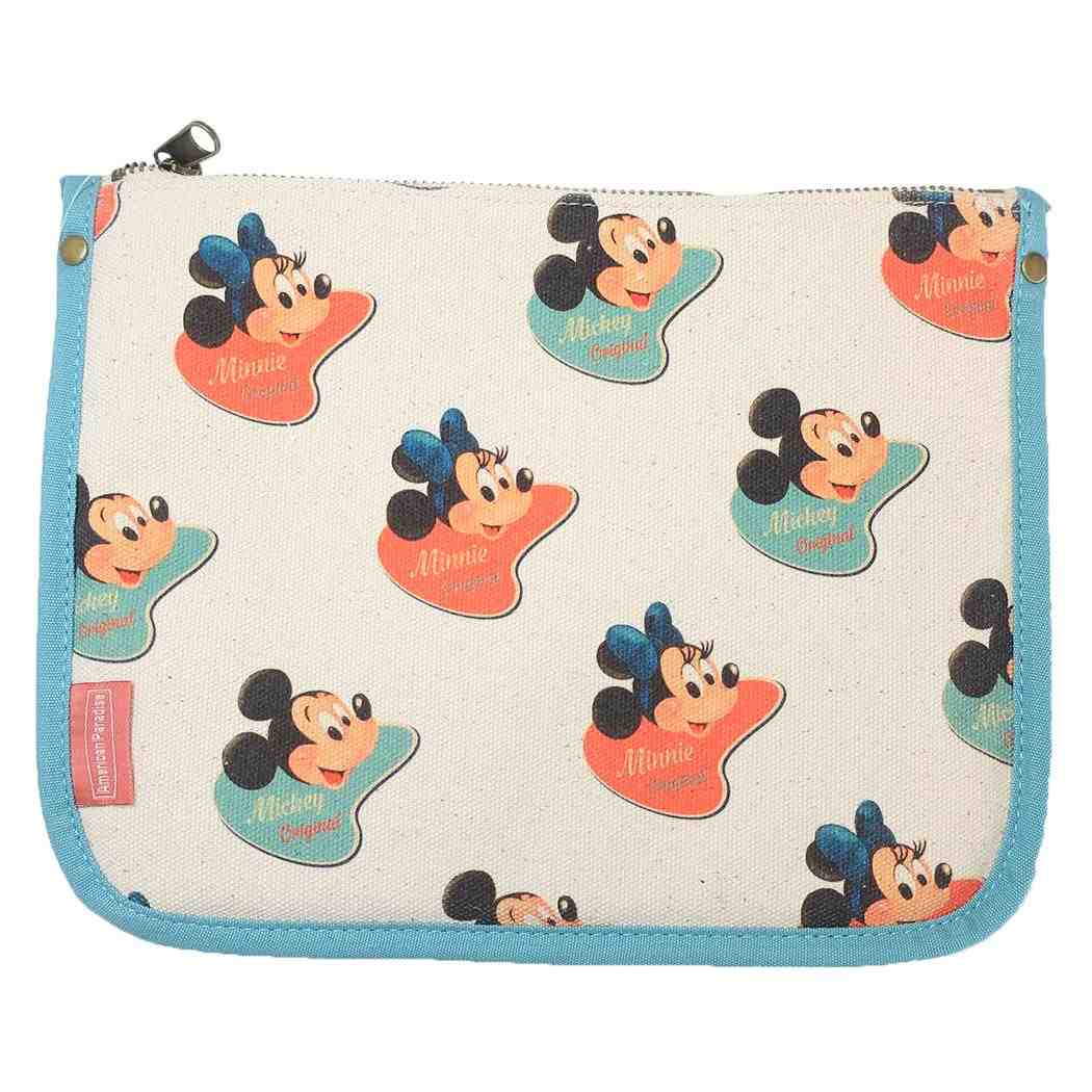 ミッキーマウス＆ミニーマウス コスメポーチ ポーチ American Paradiseバッジ パターン ディズニー スモールプラネット 小物入れ おしゃれ キャラクター グッズ メール便可 シネマコレクション