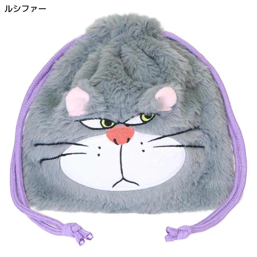 ディズニーキャラクター 巾着袋 ふわふわきんちゃくポーチ フェイス ルシファー Disney スモールプラネット