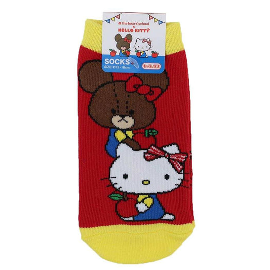 くまのがっこうxハローキティ 子ども用靴下 キッズソックス キャラックス りんごRD サンリオ スモールプラネット