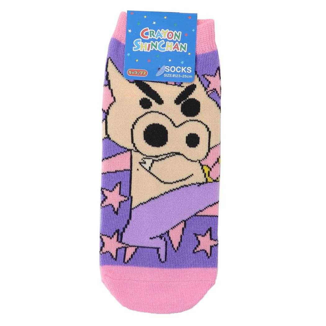 クレヨンしんちゃん 女性用靴下 くつした キャラックス ぶりぶりざえもん 星柄 スモールプラネット スニーカーソックス かわいい アニメキャラクター グッズ メール便可 シネマコレクション