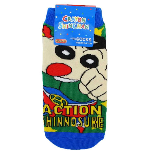 クレヨンしんちゃん 小学生用靴下 ジュニアソックス アクションパンチ スター GR スモールプラネット キャラックス 子ども アニメキャラクター グッズ メール便可 シネマコレクション