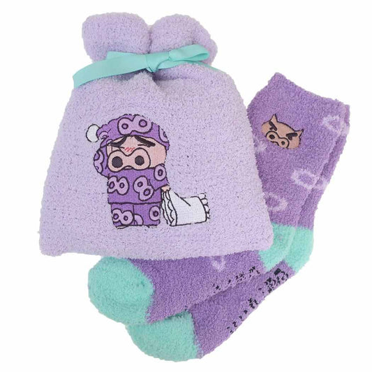 クレヨンしんちゃん もこもこソックス もこもこ靴下in巾着 ぶりぶりざえもん パジャマ スモールプラネット ウォーマー雑貨 プレゼント アニメキャラクター グッズ シネマコレクション
