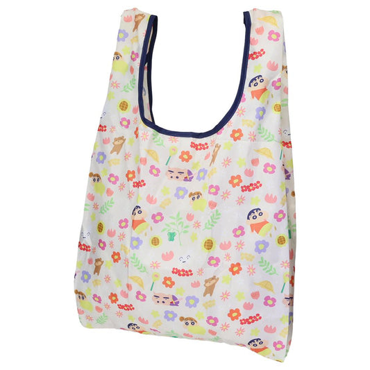 クレヨンしんちゃん エコバッグ マルシェショッピングバッグ フラワー ベージュ スモールプラネット お弁当かばん アニメキャラクター グッズ シネマコレクション
