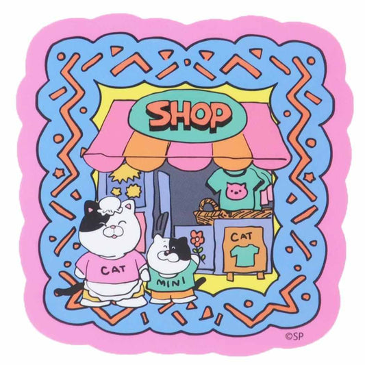ラブリーフレンズ ダイカットシール キャラクターステッカー ねこ親子 お店 スモールプラネット ダイカットビニールステッカー デコシール 耐水性 グッズ メール便可 シネマコレクション
