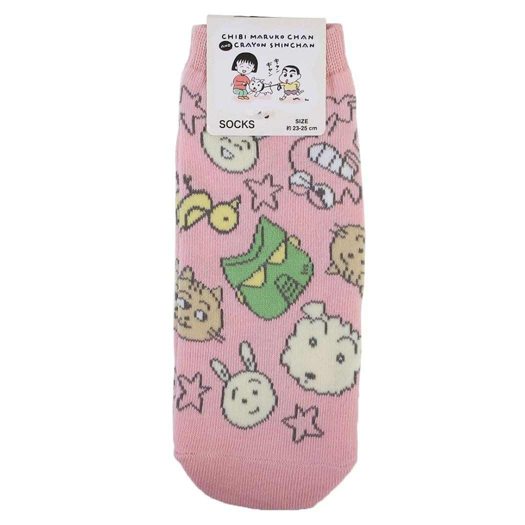 ちびまる子ちゃんxクレヨンしんちゃん 女性用靴下 レディースソックス お気に入り ピンク スモールプラネット