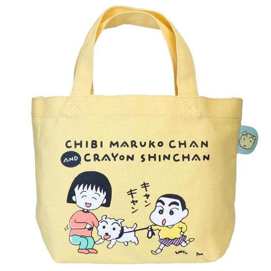 ちびまる子ちゃん×クレヨンしんちゃん ランチトート カラー マチ付き バッグ コラボ KV / イエロー スモールプラネット