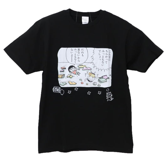ちびまる子ちゃん×クレヨンしんちゃん T-SHIRTS Tシャツ コラボ XL だれも見ない / ブラック スモールプラネット