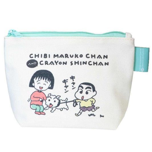ちびまる子ちゃん×クレヨンしんちゃん マルチポーチ グッディポーチ KV / グリーン スモールプラネット