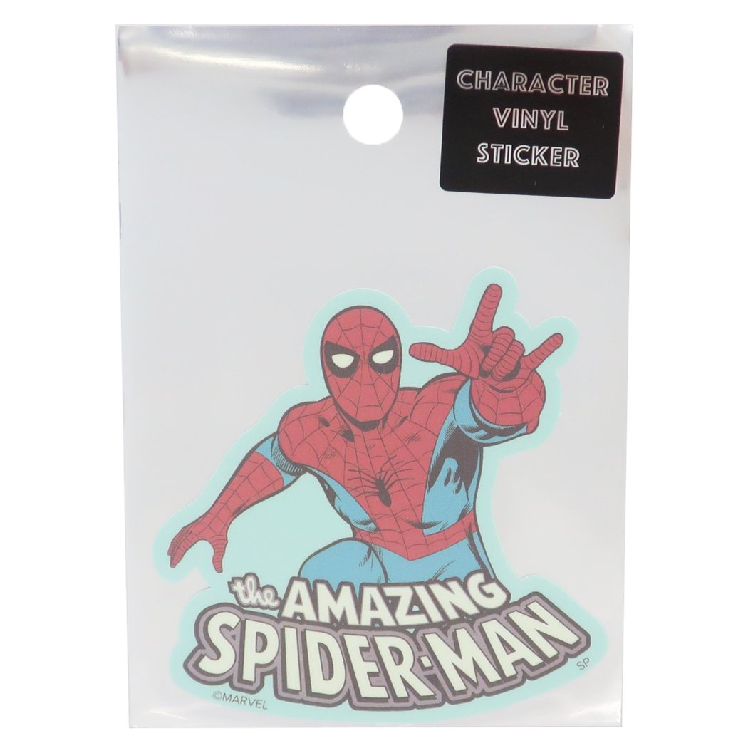 スパイダーマンステッカーダイカットビニールシールライトブルーMARVELスモールプラネットデコシール耐水キャラクターグッズメール便可