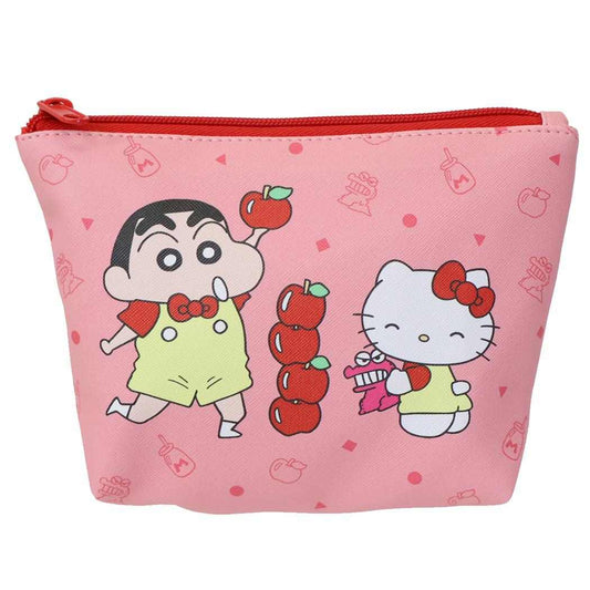 クレヨンしんちゃんxハローキティ コスメポーチ 舟形ポーチ りんご サンリオ スモールプラネット 化粧ポーチ 小物入れ キャラクター グッズ シネマコレクション