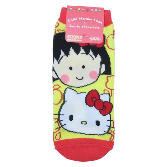 ちびまる子ちゃんxサンリオキャラクター 女性用靴下 レディースソックス まる子 ハローキティ フェイス Sanrio スモールプラネット キャラックス 大人向け キャラクター グッズ メール便可 シネマコレクション
