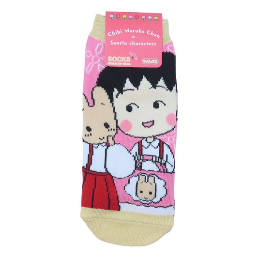 ちびまる子ちゃんxサンリオキャラクター 女性用靴下 レディースソックス まる子 マロンクリーム スマイル Sanrio スモールプラネット キャラックス 大人向け キャラクター グッズ メール便可 シネマコレクション