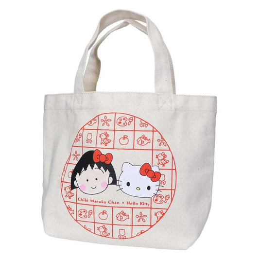 ちびまる子ちゃんxサンリオキャラクターズ ランチバッグ マチバッグ フェイス sanrio スモールプラネット マチ付き お弁当かばん キャラクター グッズ メール便可 シネマコレクション