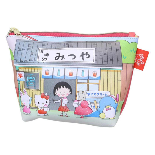 ちびまる子ちゃんxサンリオキャラクターズ コスメポーチ 舟形ポーチ 甘味処 sanrio スモールプラネット 化粧ポーチ 小物入れ キャラクター グッズ シネマコレクション