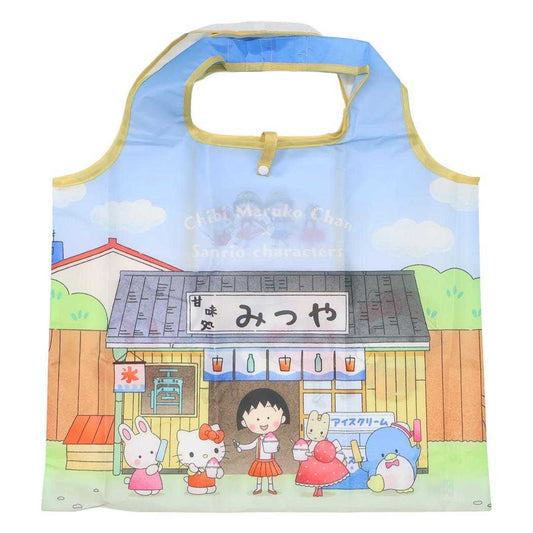 サンリオキャラクターxちびまる子ちゃん エコバッグ ショッピングバッグ 甘味処 Sanrio スモールプラネット 折りたたみ お買い物かばん キャラクター グッズ メール便可 シネマコレクション