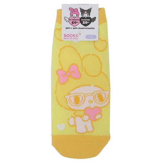 マイメロディ 女性用靴下 キャラックス レディースソックス ガーリーポップハート イエロー サンリオ スモールプラネット かわいい キャラクター グッズ メール便可 シネマコレクション