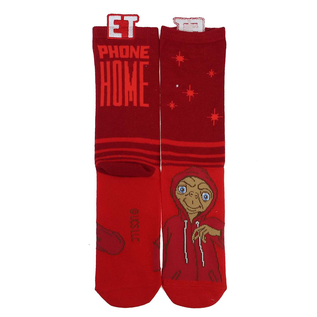 E.T. 女性用靴下 飛び出る刺繍ソックス 家に電話 スモールプラネット