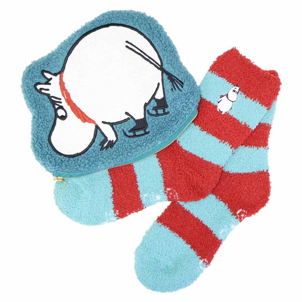 MOOMIN 靴下＆ポーチセット もこもこ靴下 in ポーチ スケート 北欧 スモールプラネット