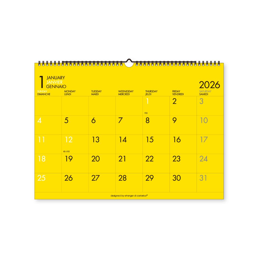 A3壁掛 カラー 2026Calendar 壁掛けカレンダー2026年 エトランジェ ディ コスタリカ スケジュール 新日本カレンダー 実用 書き込み シンプル グッズ シネマコレクション