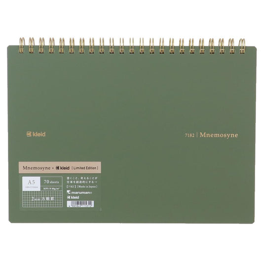 Mnemosyne x kleid リングノート A5W notebook Olive Drab 新日本カレンダー ビジネスノート 方眼ノート 2mm方眼罫 グッズ メール便可 シネマコレクション