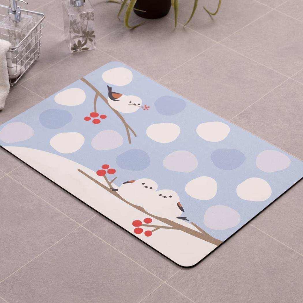 シマエナガちゃん トイレ用品 シマエナガちゃん 珪藻土入りやわらかバスマット ブルー センコー