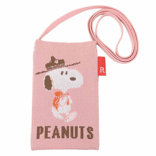 スヌーピー ショルダーバッグ IP BR ami Peanut 8Z ニット調編み生地 スマホポーチ Beagle Scout ピーナッツ ルートート かわいい 便利 キャラクター グッズ シネマコレクション