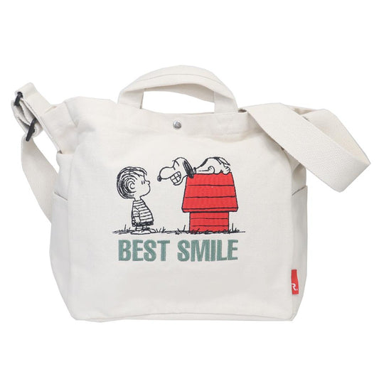 スヌーピー ショルダーバッグ IP.MED.2way.Peanuts-0A MEDIUMコットンバッグ Ivory ピーナッツ ルートート トートバッグ 手提げかばん 斜め掛け 2way キャラクター グッズ シネマコレクション