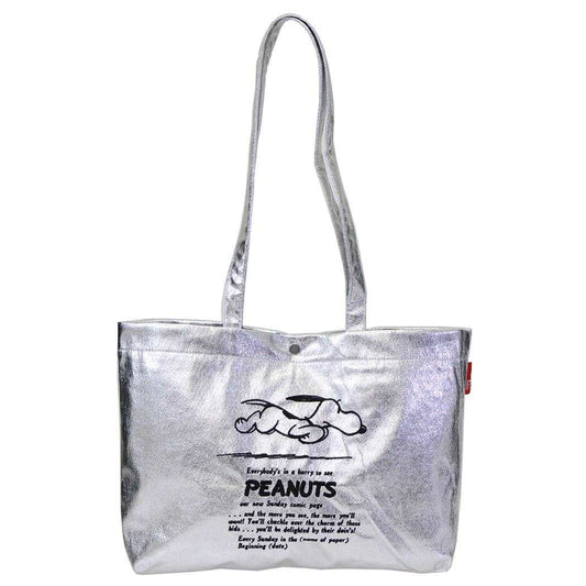 スヌーピー トートバッグ IP.A4w.メタリック.Peanuts-0Q メタリック調生地MEDIUMバッグ Silver ピーナッツ ルートート 手提げかばん 大容量 キャラクター グッズ メール便可 シネマコレクション