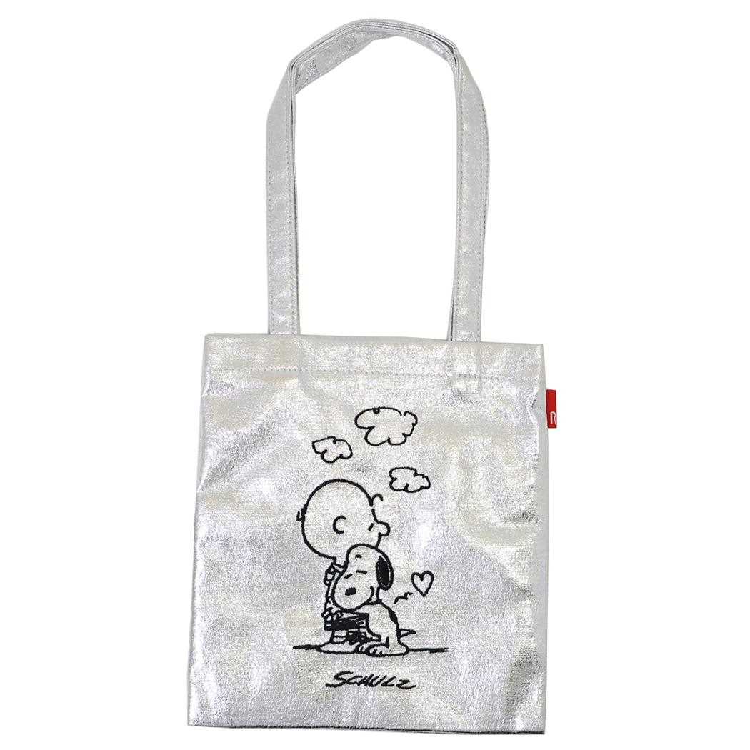 スヌーピー トートバッグ IP.BR.メタリック.Peanuts-0Q メタリック調生地ミニトート Silver ピーナッツ ルートート 手提げかばん 軽量 ミニトート キャラクター グッズ メール便可 シネマコレクション