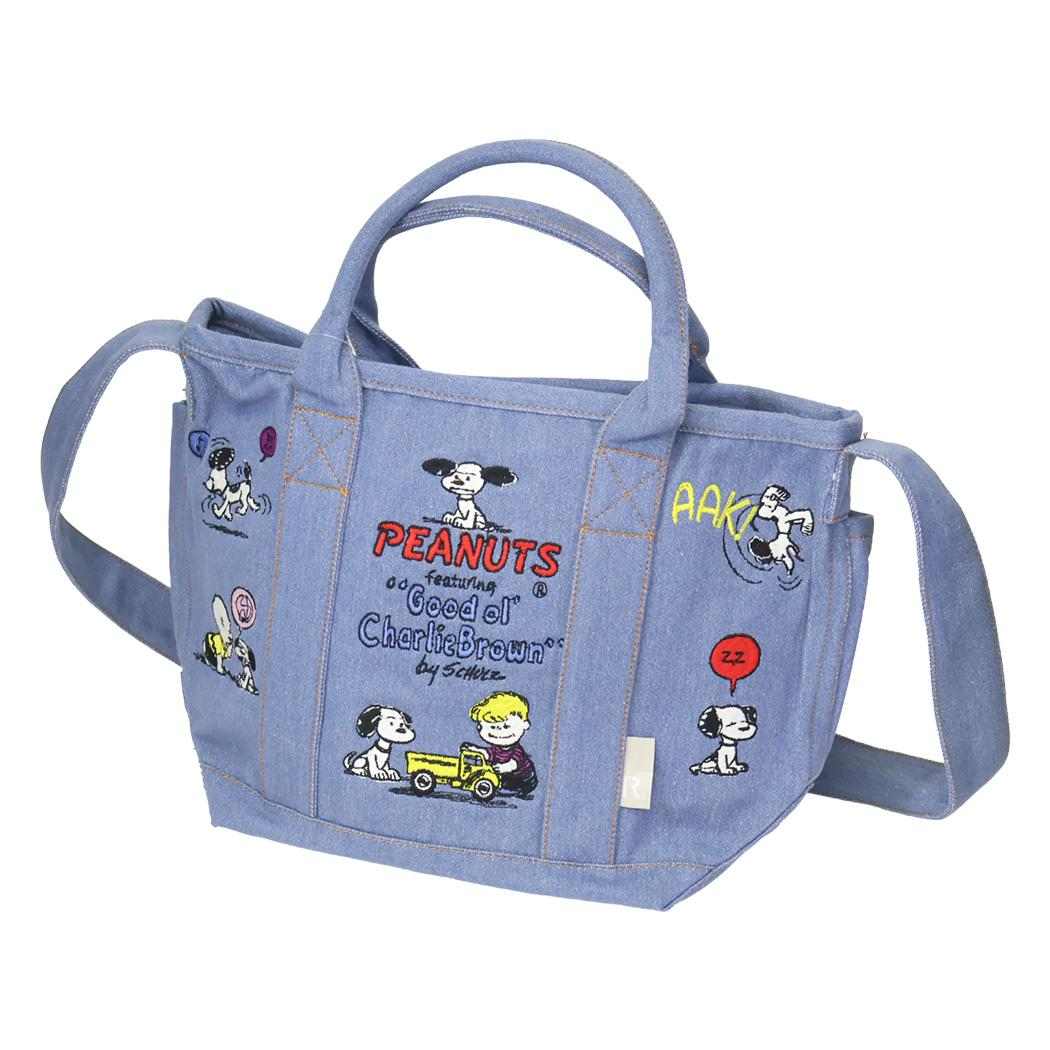 スヌーピー ショルダーバッグ IP.デリ.シシュウ.Peanuts-0Y ミニバッグ Sax ピーナッツ ルートート ミニトート 2way キャラクター グッズ シネマコレクション