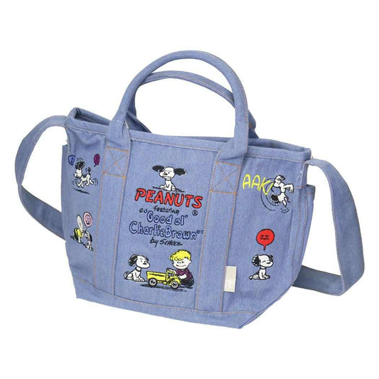 スヌーピー ショルダーバッグ IP.デリ.シシュウ.Peanuts-0Y ミニバッグ Sax ピーナッツ ルートート ミニトート 2way キャラクター グッズ シネマコレクション
