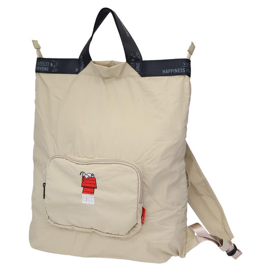 スヌーピー 折りたたみリュック IP.メッケル.Peanuts-1D パッカブルリュック Beige ピーナッツ ルートート プレゼント キャラクター グッズ シネマコレクション