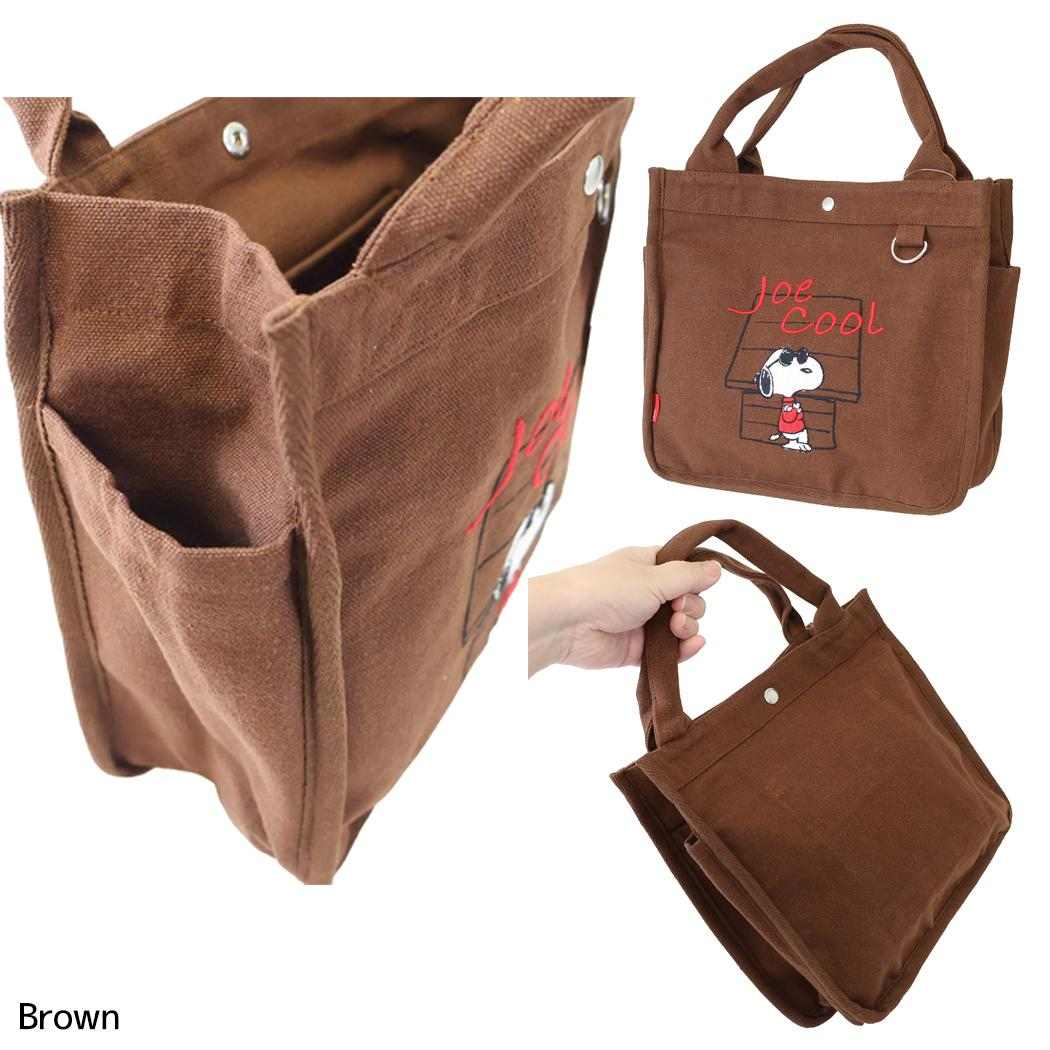 スヌーピー ランチバッグ IP SQ Peanuts 1J キャンバス生地ミニバッグ ROOTOTE Brown ピーナッツ ルートート