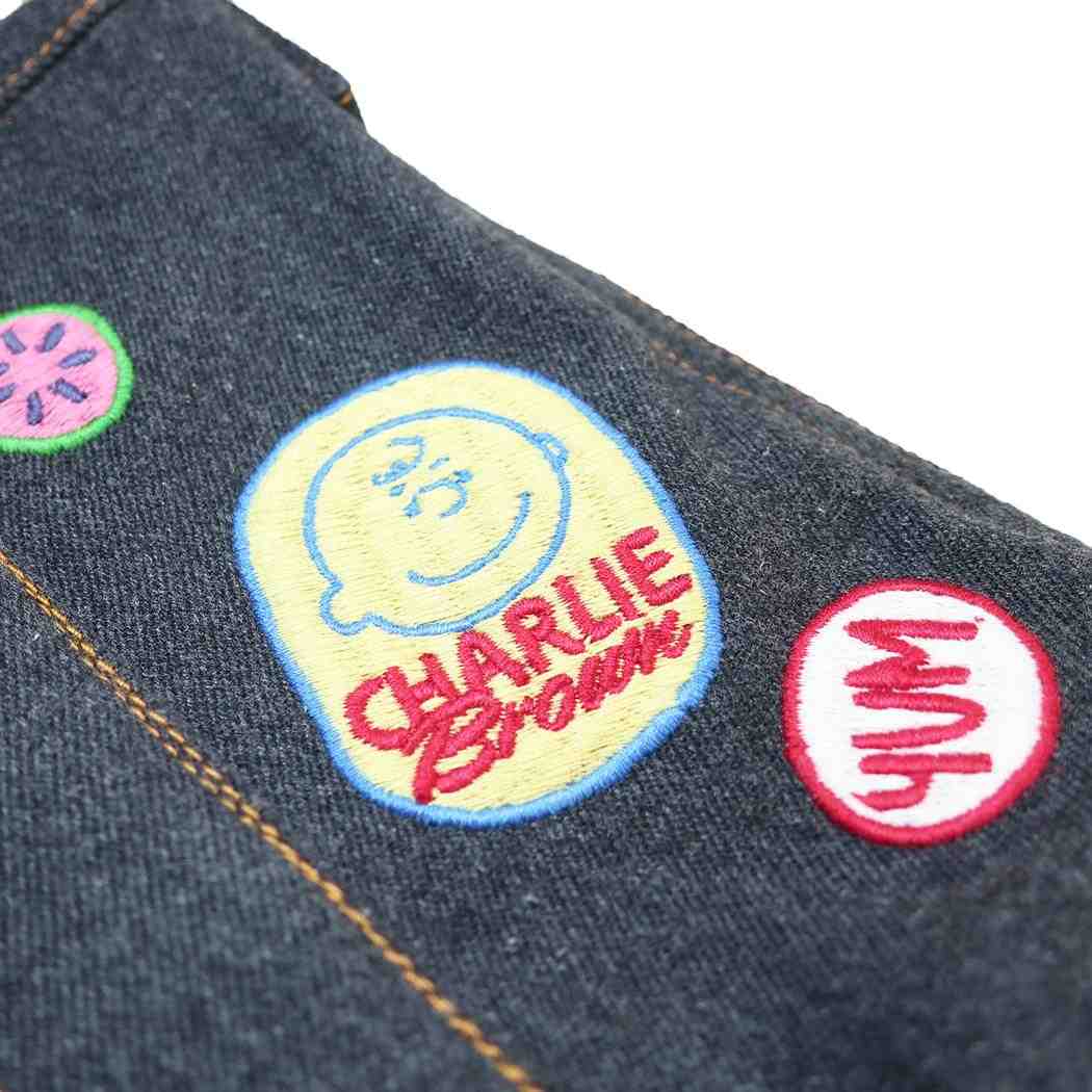 スヌーピー トートバッグ デニム染めコットン2wayバッグ IP.デリ.シシュウ.Peanuts-1K Gray ピーナッツ ルートート