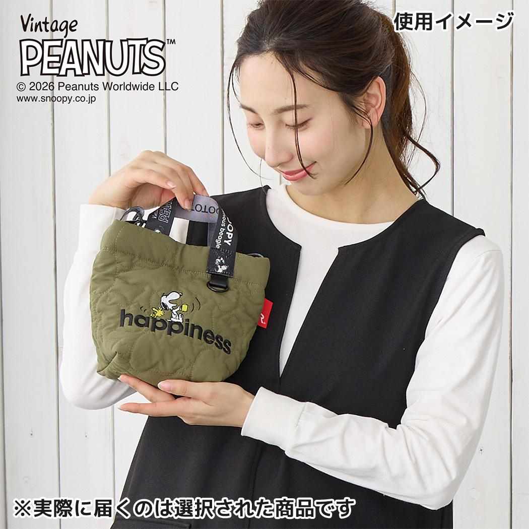 スヌーピー ショルダーバッグ ミニバッグ キルティング IP.BR2wayキルト.Peanuts-1N Black ピーナッツ ルートート