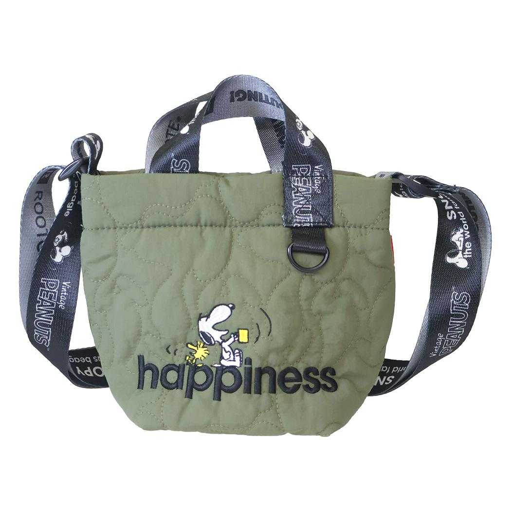 スヌーピー ショルダーバッグ ミニバッグ キルティング IP.BR2wayキルト.Peanuts-1N Khaki ピーナッツ ルートート