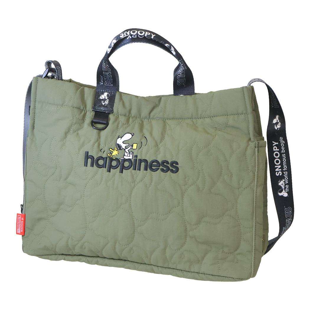 スヌーピー ショルダーバッグ MEDIUMバッグ キルティング IP.MED.キルト.Peanuts-1N Khaki ピーナッツ ルートート