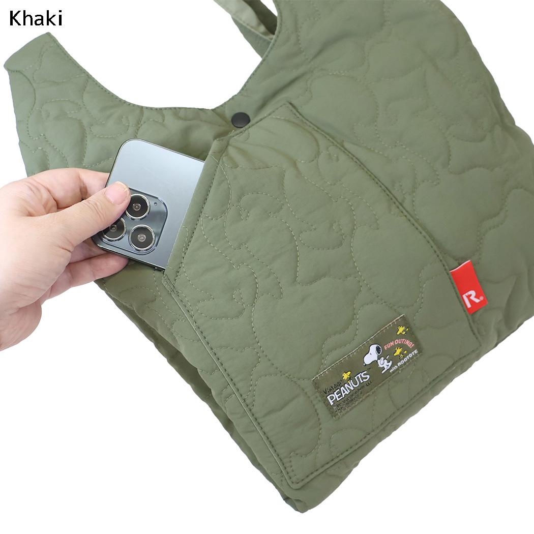 スヌーピー ショルダーバッグ マーケットバッグ キルティング IP.RS.キルト.Peanuts-1N Khaki ピーナッツ ルートート