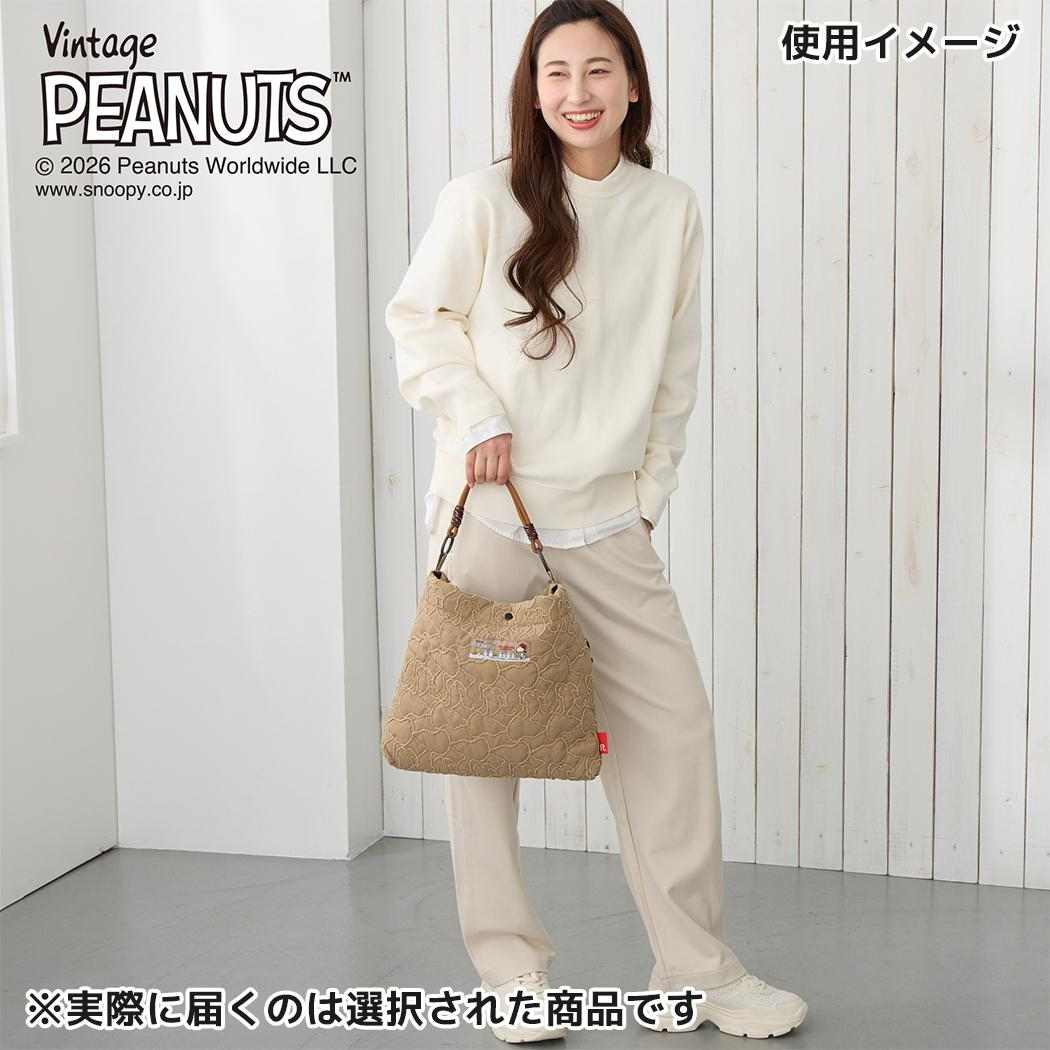 スヌーピー ショルダーバッグ 2wayバッグ キルティング IP.SQ2wayキルト.Peanuts-1N Black ピーナッツ ルートート
