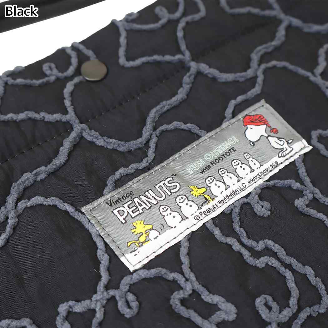 スヌーピー ショルダーバッグ 2wayバッグ キルティング IP.SQ2wayキルト.Peanuts-1N Black ピーナッツ ルートート