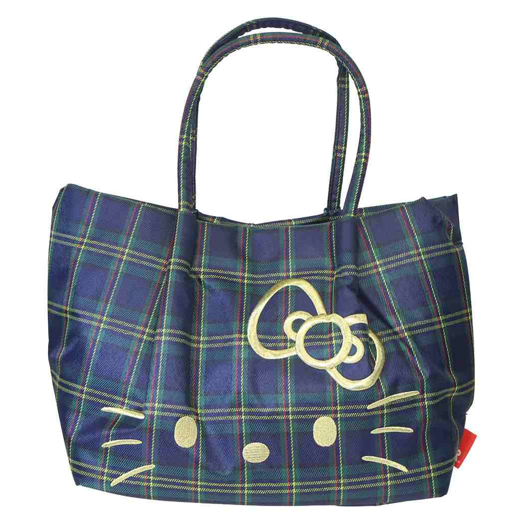 ハローキティ トートバッグ DELI デイリーバッグ IP.デリ.チェック.B NAVY サンリオ ルートート