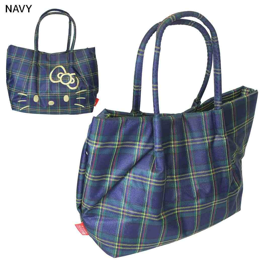 ハローキティ トートバッグ DELI デイリーバッグ IP.デリ.チェック.B NAVY サンリオ ルートート