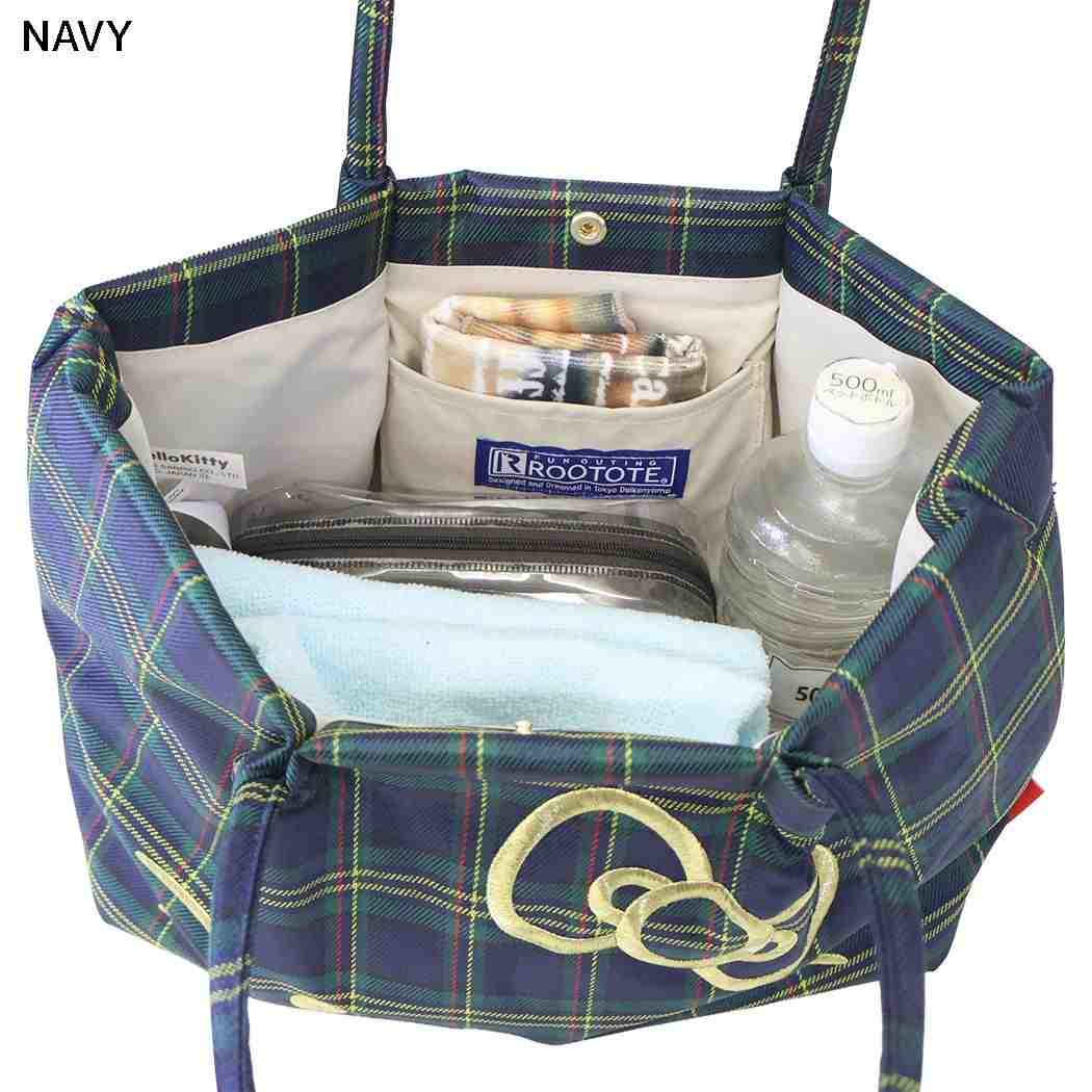 ハローキティ トートバッグ DELI デイリーバッグ IP.デリ.チェック.B NAVY サンリオ ルートート