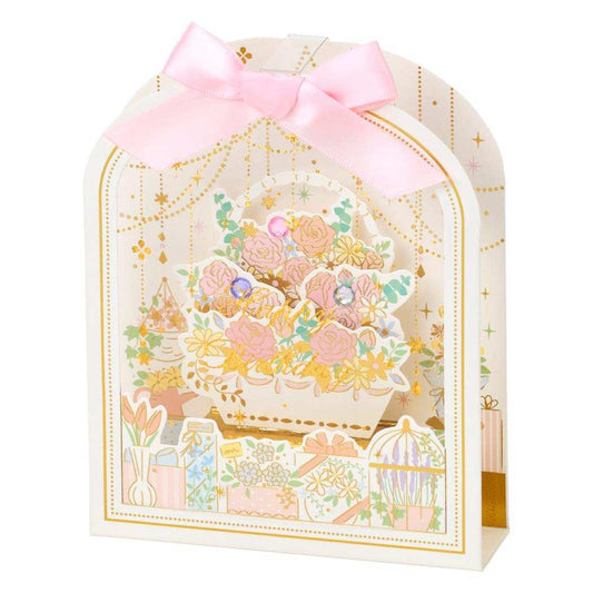 グリーティングカード バースデー BD280-5 立体カード リボン付き枠の中に花 サンリオ メッセージカード 誕生日祝い グッズ メール便可 シネマコレクション